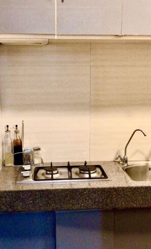 Fridge, microwave, stovetop, electric kettle - Baguio Green Valley Hideaway w/ Overlooking View, Pet Friendly, WiFi and Parking (Baguio)