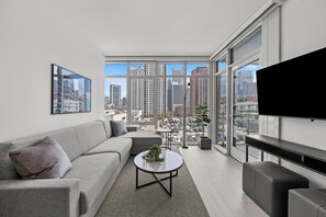 TV - Level - Fulton Market Junior Two Bedroom Two Bath suite with kitchen and balcony (Chicago)