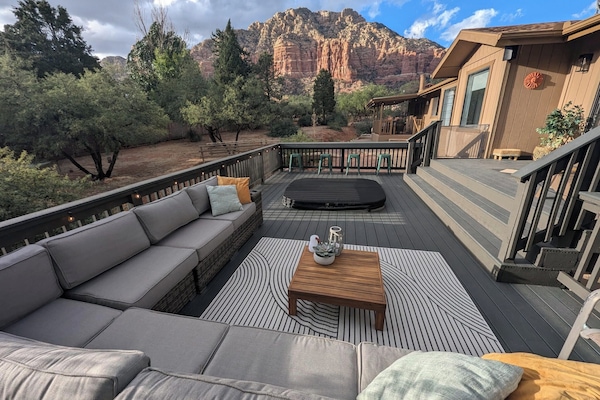 Brand new deck out back with beautiful views