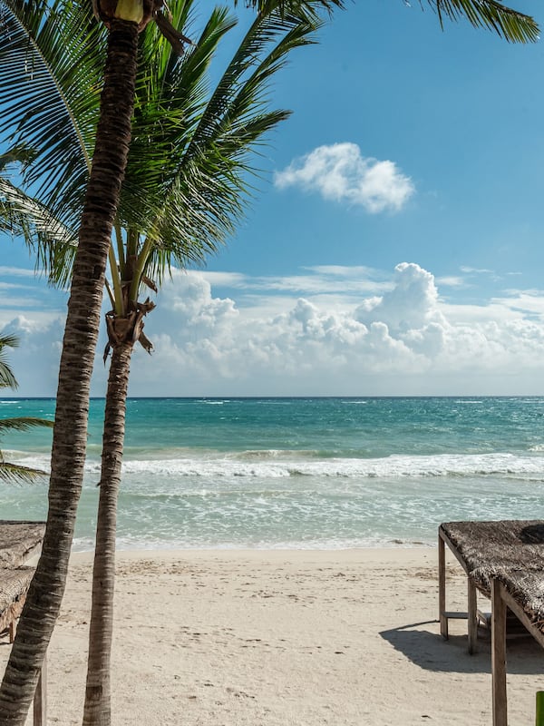 Private beach, white sand, beach towels