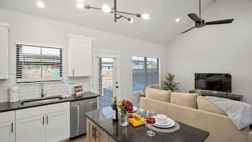 Condo, 1 King Bed, Hot Tub (940 S Eagle B2 #204) | Living area | Fireplace