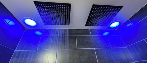 Douche, séchoir à cheveux, bidet, serviettes fournies