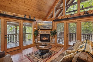 TV, fireplace - The Adventure Lodge Located in Black Bear Falls Resort with 3 King Suites! (Gatlinburg)