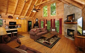 Fernseher, Kamin, Videospiele, DVD-Player