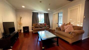 Smart-TV, Kamin, Videospiele, Bücher