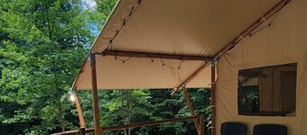 Charming meadow camp in the forest  mountains near fish pond. Events are OK. Pet