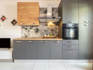 Fridge, microwave, oven, dishwasher