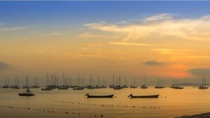 Un port de plaisance où de nombreux voiliers sont amarrés au quai.