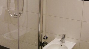 Shower, hair dryer, soap