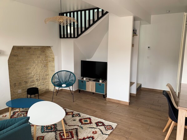 TV, DVD player, books