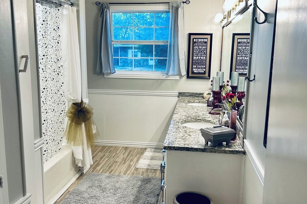 Hair dryer, towels, soap