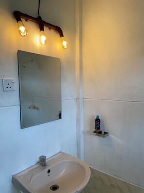 Hair dryer, bidet, towels, soap