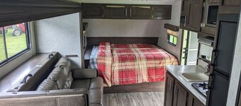 RV Camping on the Salmon River in 23FT Camper on165-acre Farm, 