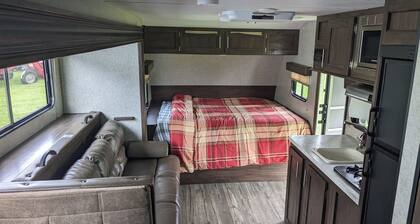 RV Camping on the Salmon River in 23FT Camper on165-acre Farm,