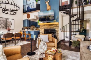 Smart TV, fireplace, video games, books