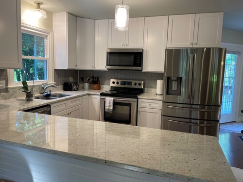  Top-level of a modern split-level home. 
