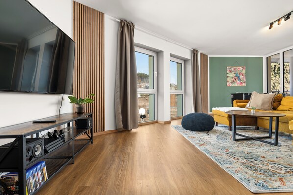 Smart TV, video games, foosball, books