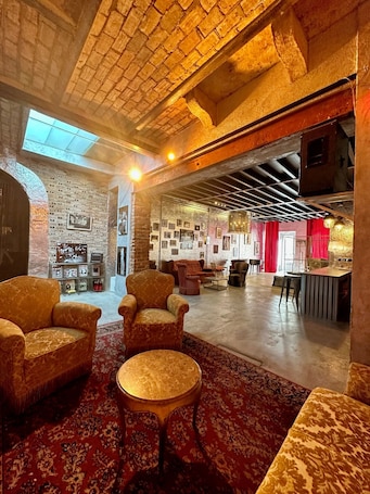 Interior. An art gallery, loft in the trendy alternative district of Marvila, Lisbon, PT
