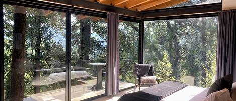 Premium bedding, desk, laptop workspace, bed sheets