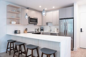 Condo | Private kitchen | Full-size fridge, microwave, oven, stovetop