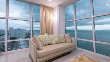 Luxury Condo | Living area | 45-inch Smart TV with digital channels, Netflix, streaming services