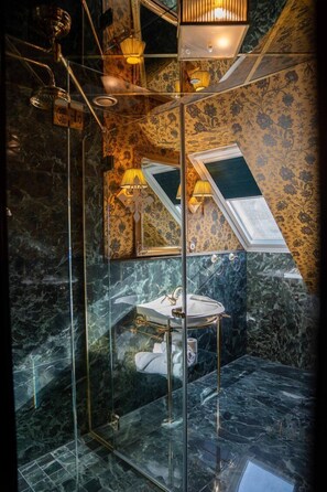 Hair dryer, heated floors, towels