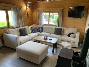 Basic House | Living area | Flat-screen TV - Cottage with pool playground and privacy (Vranov)