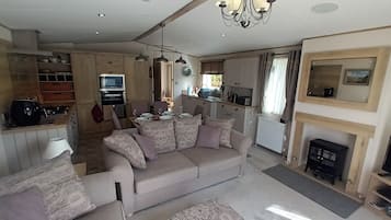 Mobile Home, 2 Bedrooms (Binka) | Living area | Fireplace