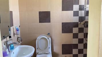 Ducha, secador de pelo, toallas y jabón