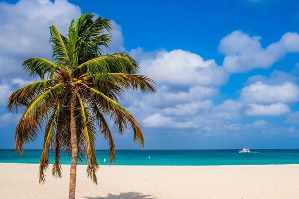 Plage, chaises longues, serviettes de plage