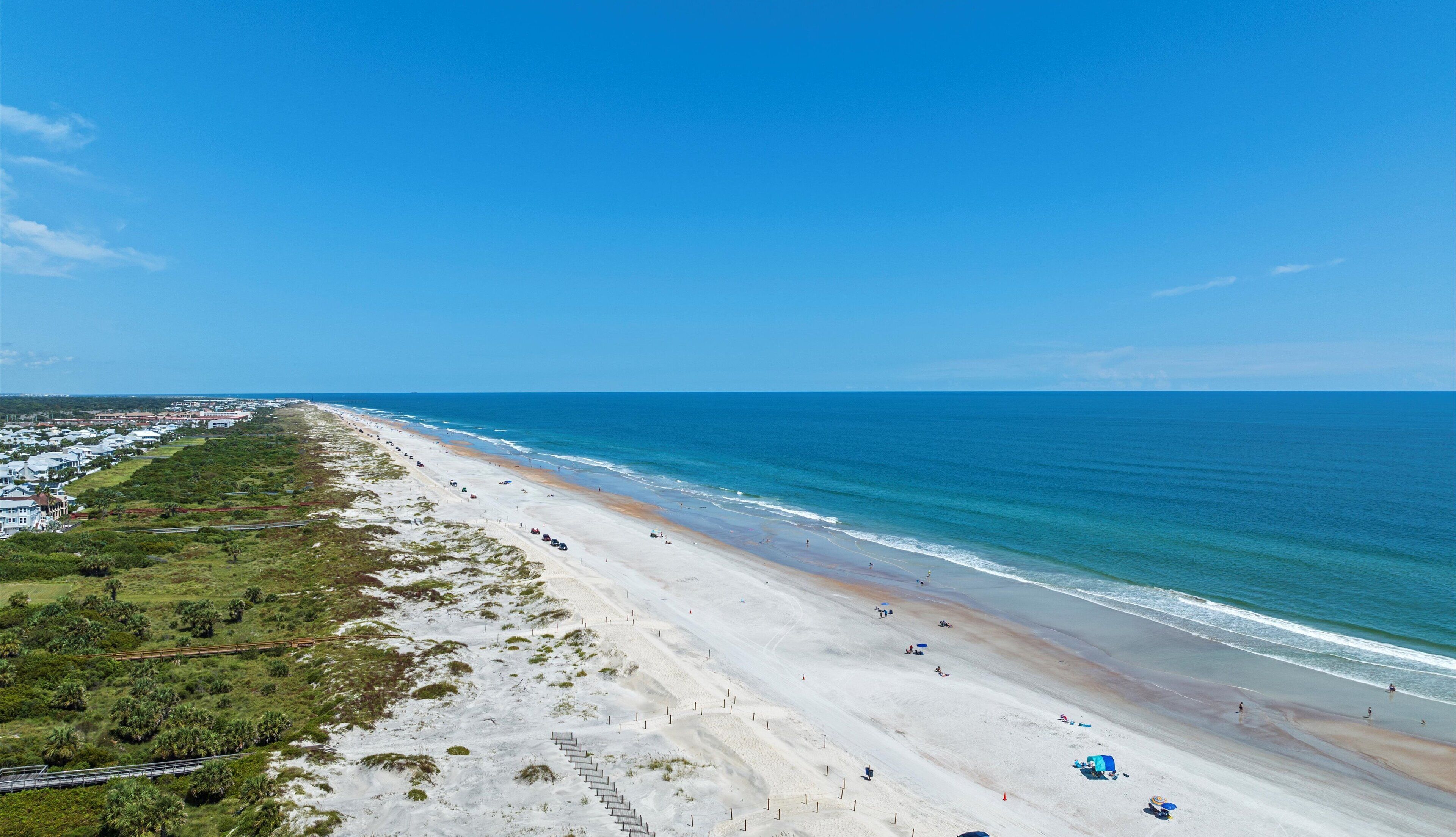 On the beach, sun loungers, beach towels