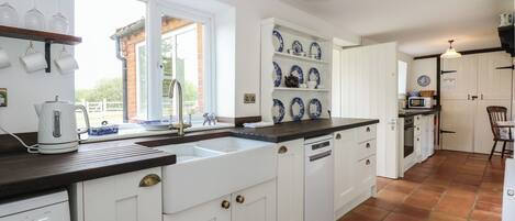 Fridge, dishwasher, electric kettle, toaster