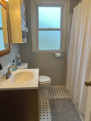 Hårføner, bidé, håndklær og såpe