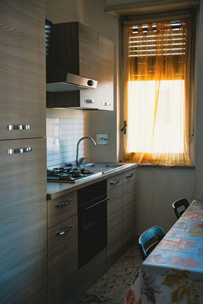 Kühlschrank, Mikrowelle, Ofen, Herdplatte