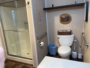 Douche, séchoir à cheveux, serviettes fournies