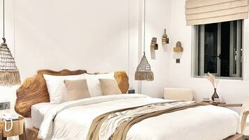 Habitación doble superior, 1 cama de matrimonio, vistas a la montaña, junto a la playa | Ropa de cama de alta calidad y edredones de plumas