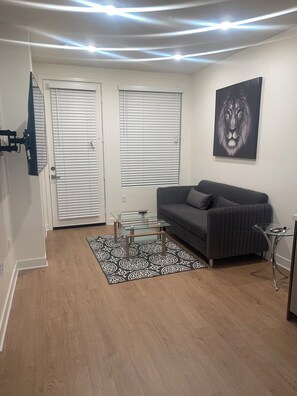 Living area - 1 bedroom apartment w/ TV, AC, Wi-fi in OC (Stanton)