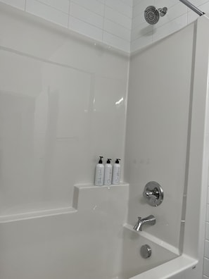 Hair dryer, bidet, towels, soap