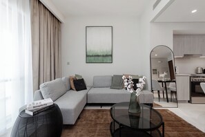 Premium Apartment, Balcony, City View | Living area - Luxury 1BR at Vida Residences (Dubai)