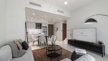 Premium Apartment, Balcony, City View | Living area