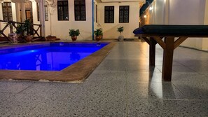 Outdoor pool, pool loungers