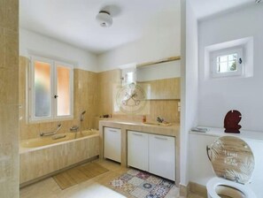 Hair dryer, soap, toilet paper