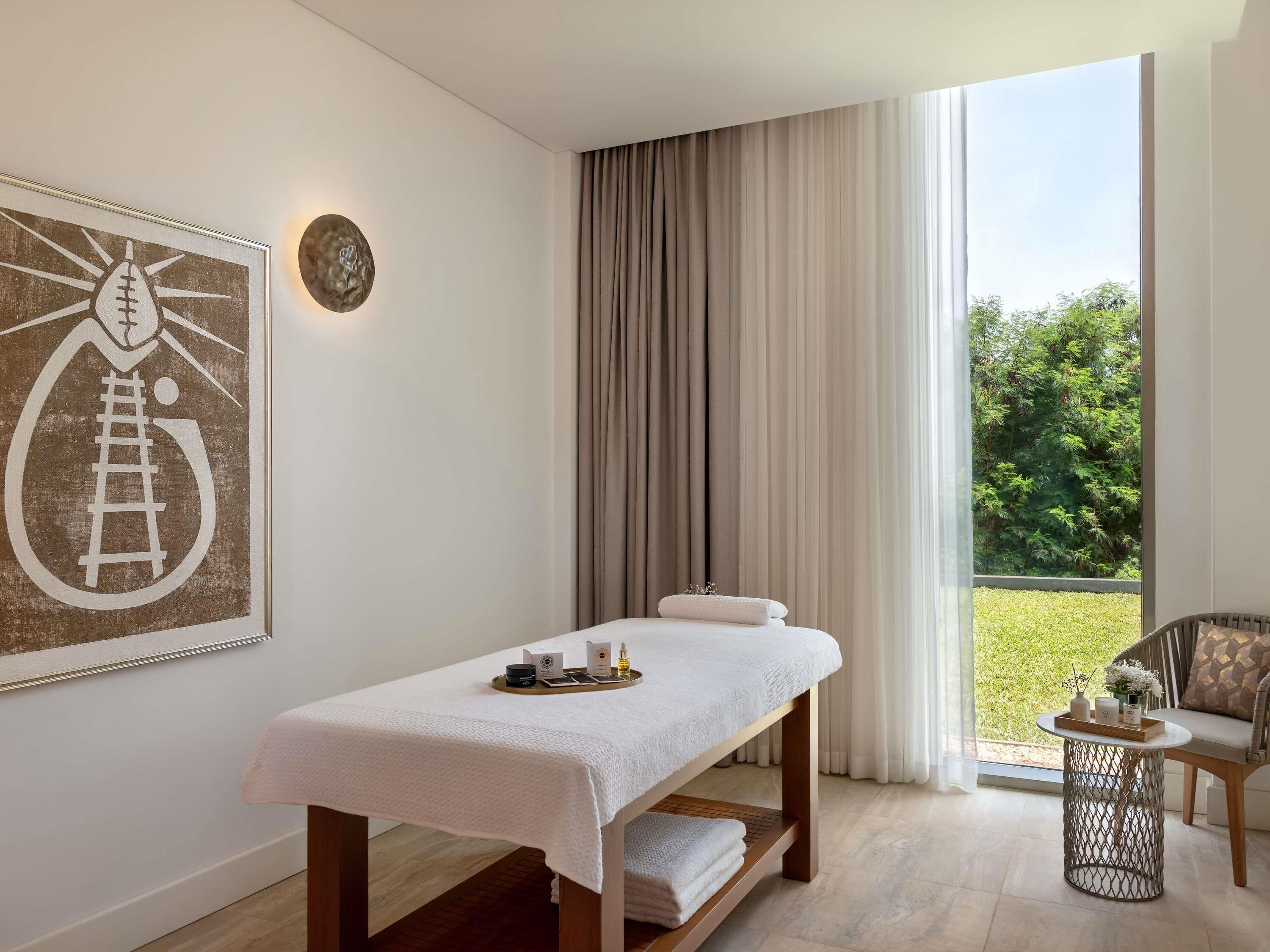 Sauna, steam room, body treatments, deep-tissue massages