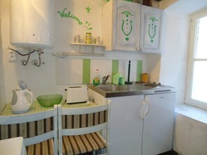 Apartment | Private kitchen | Fridge, microwave, stovetop, electric kettle - Dubrovnik Cozy Studio With the Old Town Charm (Dubrovnik)