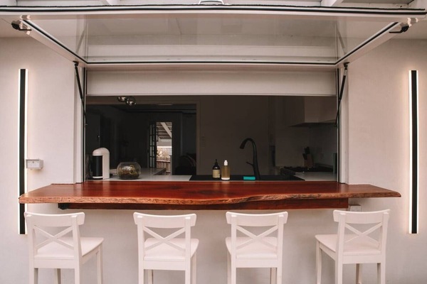 Deck | Live Timber Bar Table | Extending from Kitchen