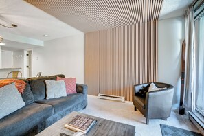 TV, fireplace - Walk to Ski Lift + Hot Tub: Copper Mountain Condo (Frisco)