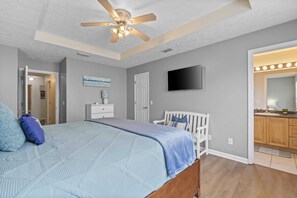4 bedrooms, iron/ironing board, travel cot, WiFi