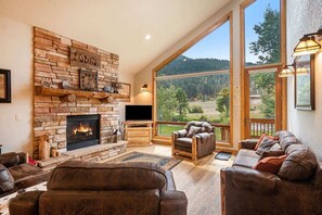 Televisión y chimenea 