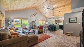 Smart TV, fireplace, video games, DVD player