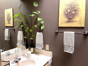 Séchoir à cheveux, serviettes fournies, savon, shampooing